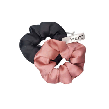 Nude/Black Silk Scrunchy Set - ELORA OFFICIAL Headband & Scrunchy